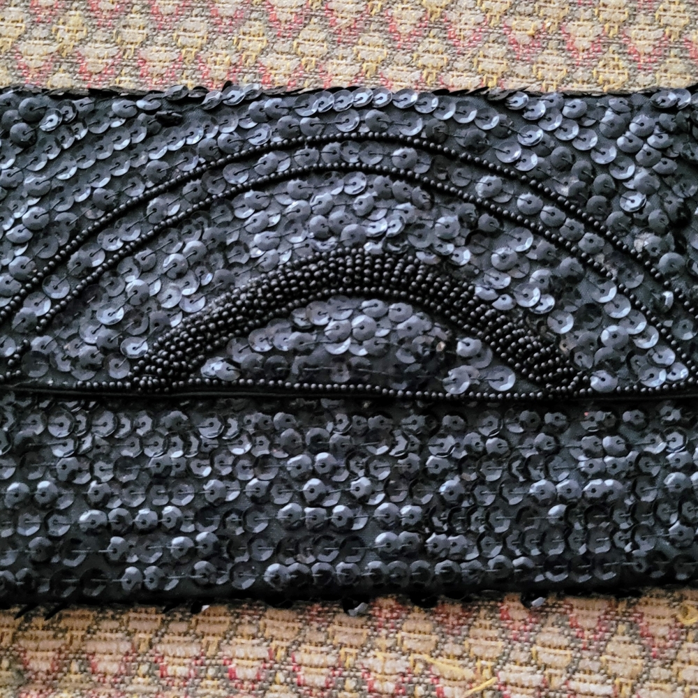 Chic Black Sequin Evening Clutch